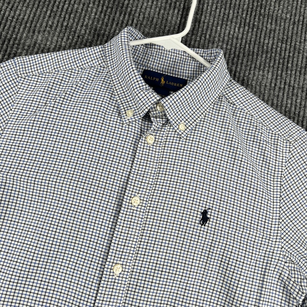 Ralph Lauren Shirt Youth Boys Large Blue Check Long Sleeve Button Down Dress